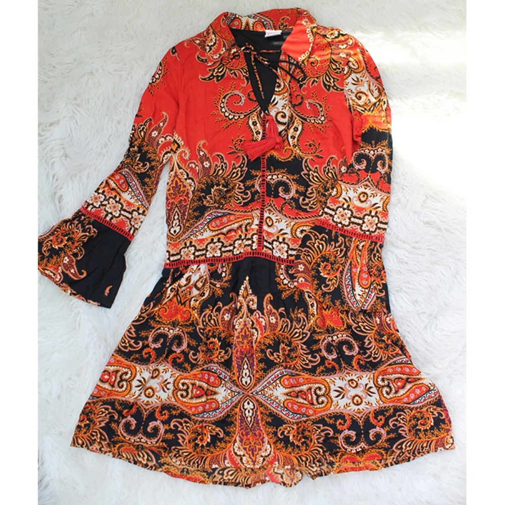 Bohemian/Ethnic Longsleeve‎ Dress
